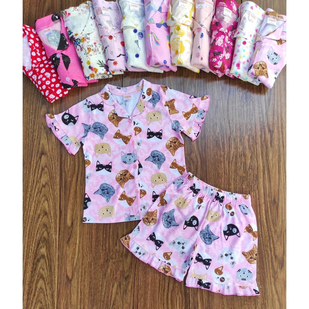 (bảng màu 2)Bộ đồ ngủ pijama cotton cộc tay mùa hè cho bé gái size đại 6-14T (18-38kg) cực xinh, hàng VNXK (bảng màu 2)