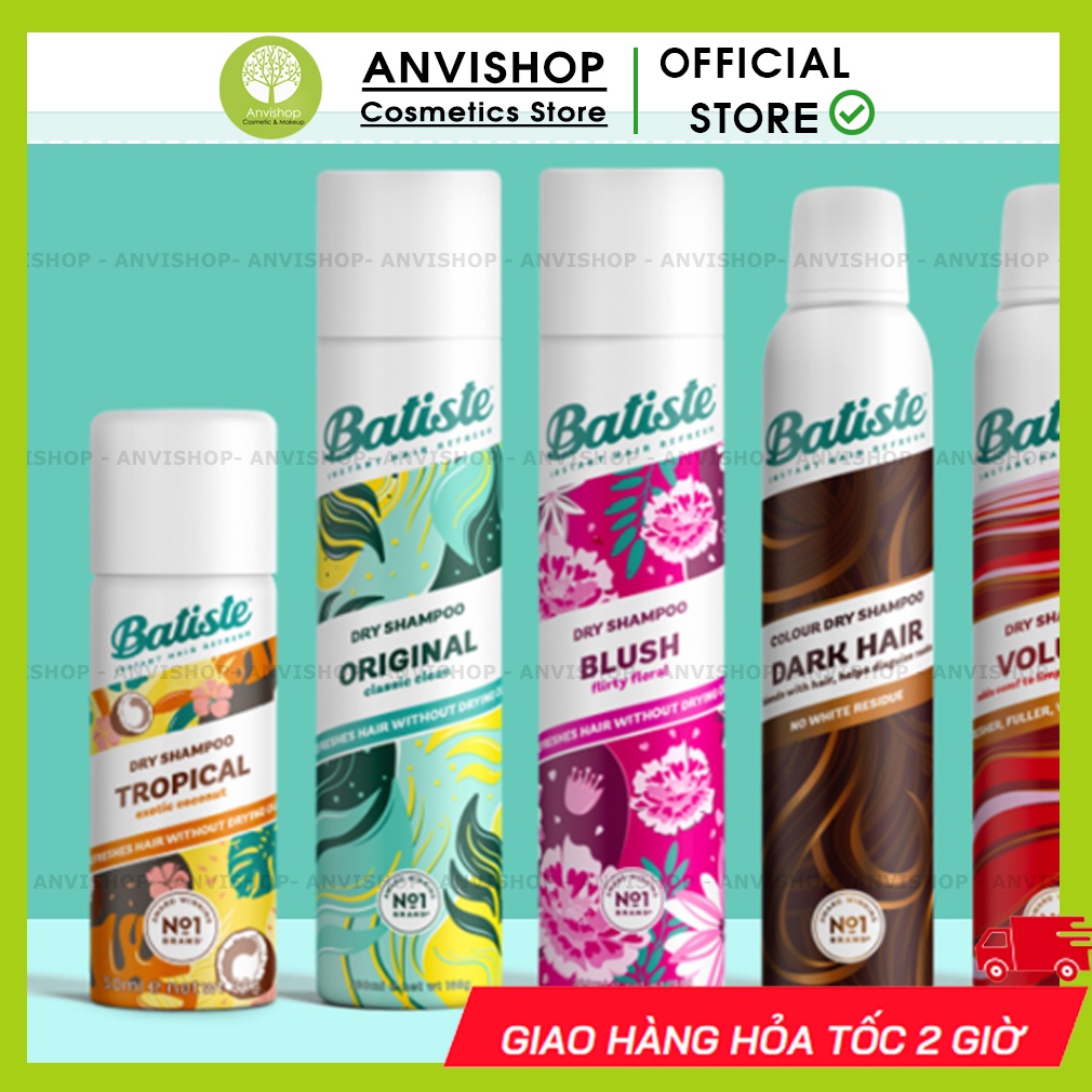 Dầu Gội Khô Batiste - Dầu gội khô Batiste Dry Shampoo 200ml 200ml Hết Ngứa, Hết Bết Dính Tóc Bồng Bềnh Tức Thì