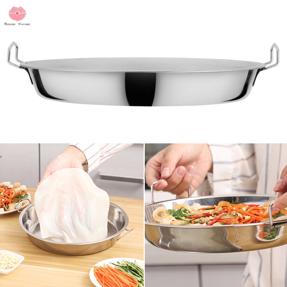 Stainless Steel Pan Cold Noodle Making Tools Steamed Rice Tray Cake Dish for Home Kitchen