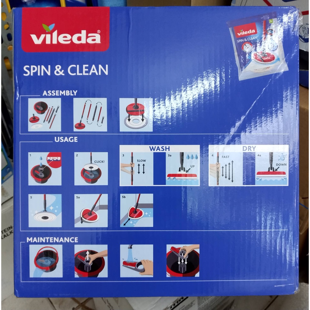 VILEDA bộ lau nhà Vileda Spin and Clean TSU161821 - thương hiệu nổi tiếng của Đức, sản xuất tại Trung Quốc