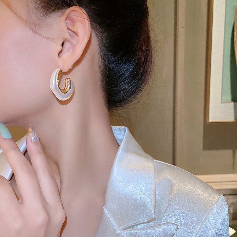 Bông Tai Mạ Bạc 925 Đính Ngọc Trai Nhân Tạo Phong Cách Thời Trang Hàn Quốc