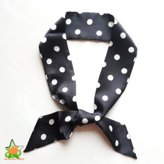Khăn turban-  khăn lụa dài chấm bi D590F
