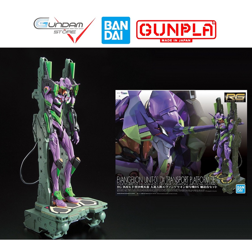 Mô Hình Lắp Ráp RG Evangelion 01 &amp; DX Transport Platform Set EVA01 Đồ Chơi Anime Nhật