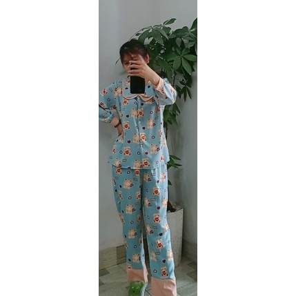 Bộ Pjzama Dài Tay Cho Nữ Chất Mango, Bộ Mặc Nhà Siêu Xinh Free Size 40-60kg - PIJAMA01
