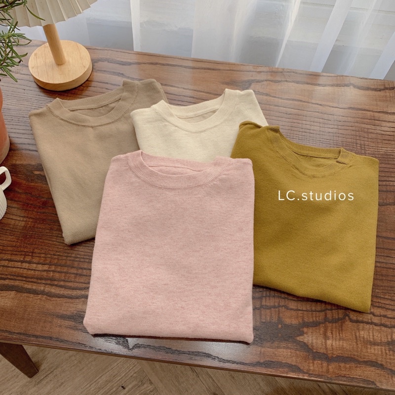 Áo len mịn cộc tay cổ tròn | BigBuy360 - bigbuy360.vn