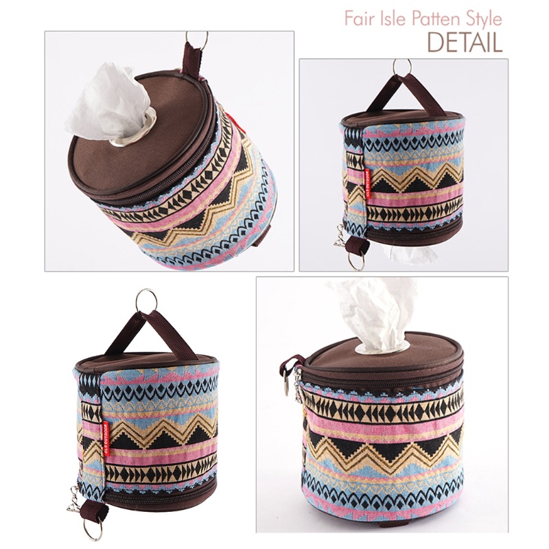 Hộp Đựng Khăn Giấy Dạng Gập Phong Cách Dân Tộc Cho Cắm Trại Ngoài Trời