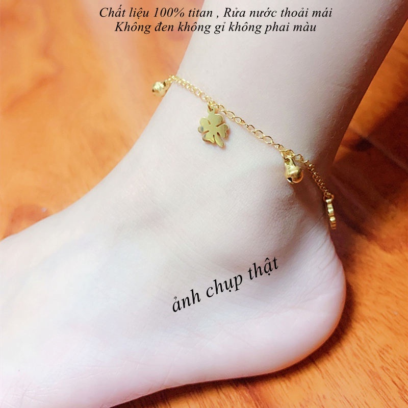 Lắc chân titan không gỉ hình cỏ 4 lá xinh xắn mẫu mới 2023 dành cho nữ