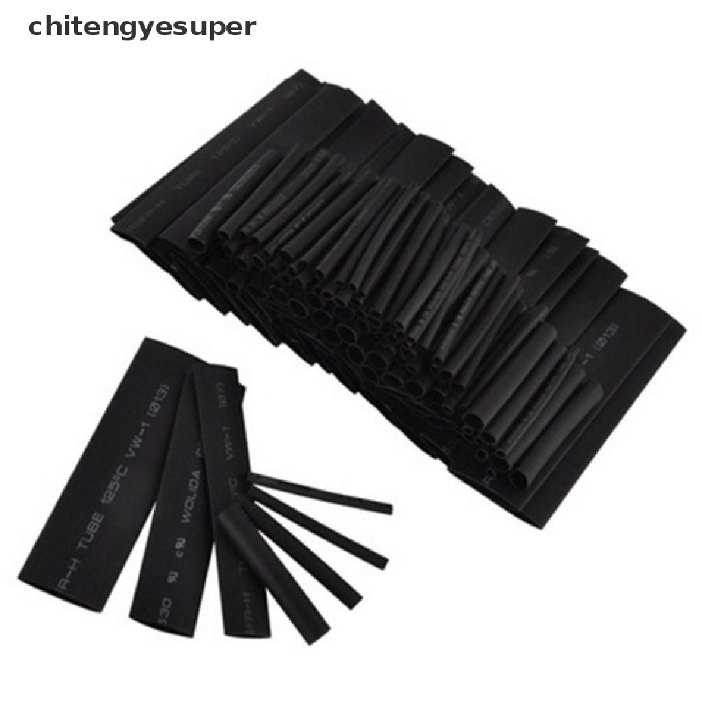 Chitengyesuper Fashion 127Pcs Black Glue Weatherproof Heat Shrink Sleeving Tubing Tube Assortment Kit CGS