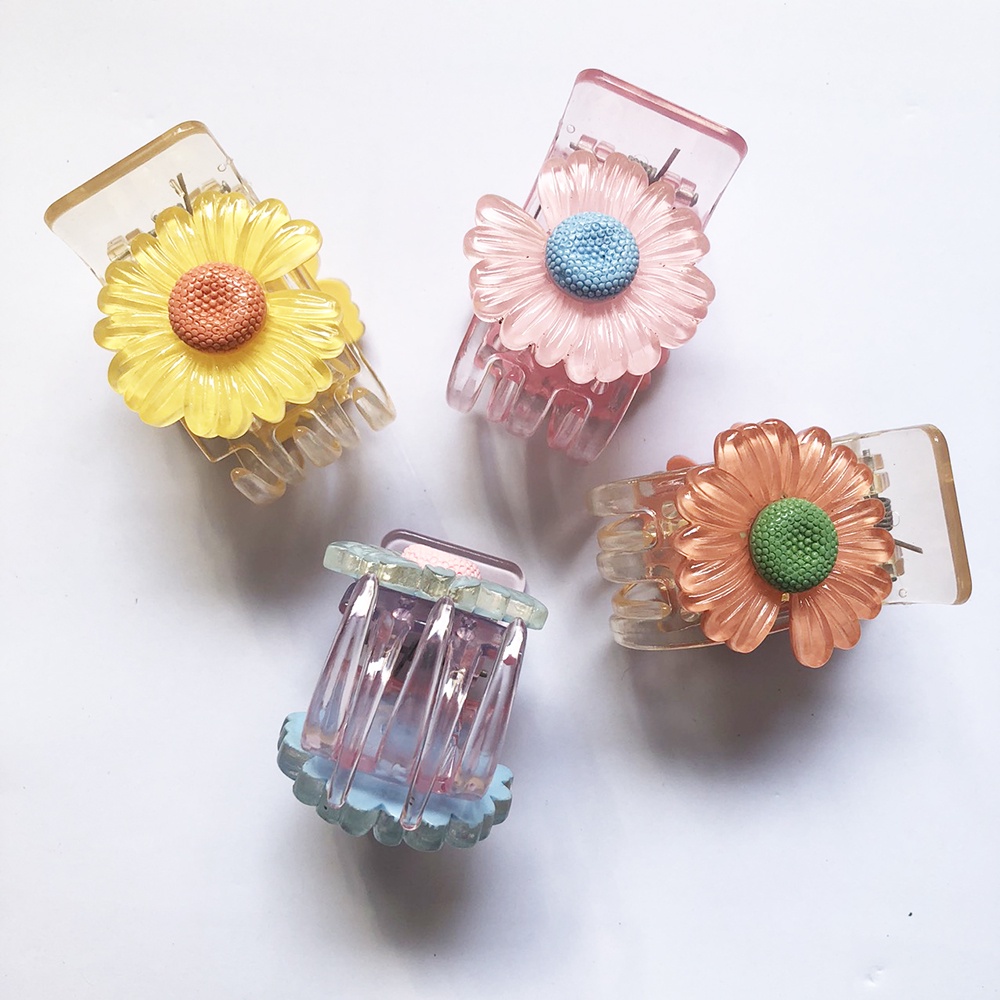 01 Kẹp càng cua (gấp tóc) 5 răng trong suốt hoa cúc hoa mi xinh xắn DTonline (ngẫu nhiên)