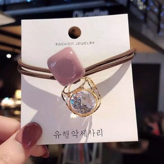 Dây buộc tóc rỗng pha lê phong cách Hàn 2021