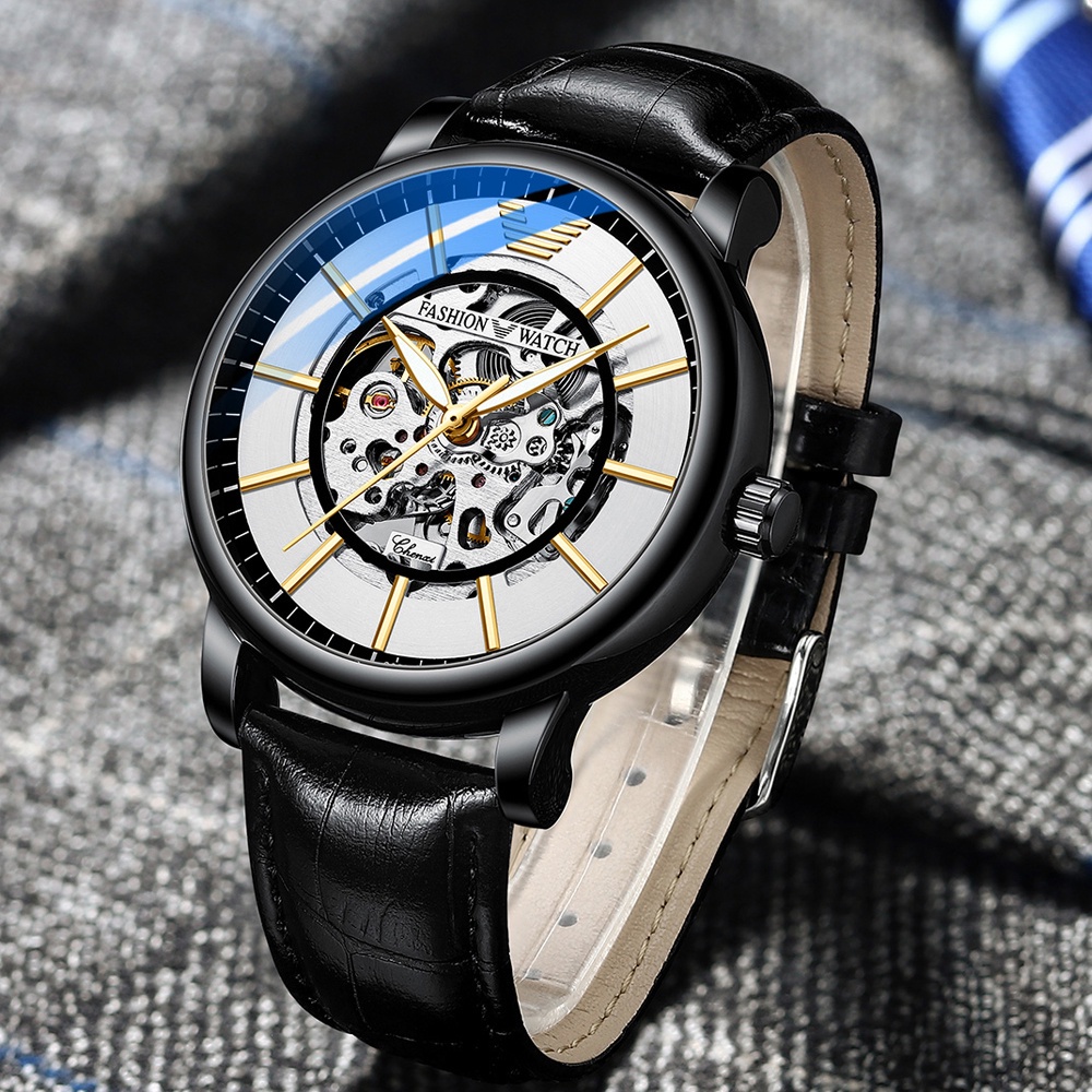 Đồng Hồ Cơ Tự Động CHENXI Với Dây Đeo Da Chống Thấm Nước Cho Nam
