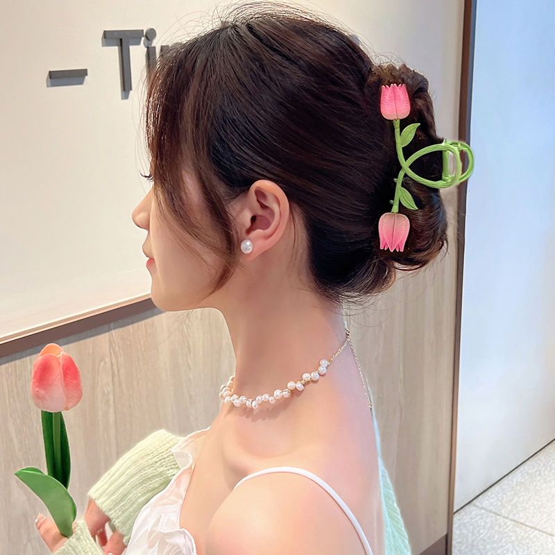 Kẹp tóc nữ AY bằng kim loại hình hoa tylip/ bươm bướm/ hoa chuông thời trang