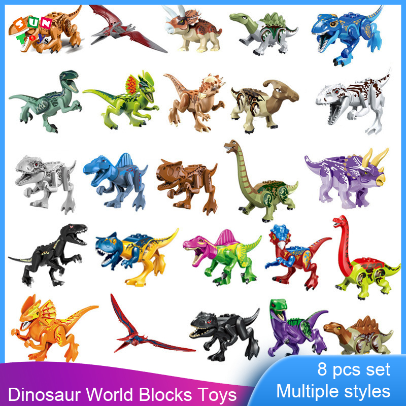 8pcs set Jurassic Dinosaur World Building Blocks Assembled Children's Toy Compatible Birthday Gift withLego toys for kids