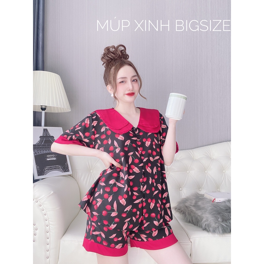 [Mã SKAMFSW175 giảm 10K đơn 50K] Đồ Bộ Đùi 50 - 100kg Bigsize Lụa Nhật Cổ Hai Lá Mặc Nhà Cho Nàng Béo Múp