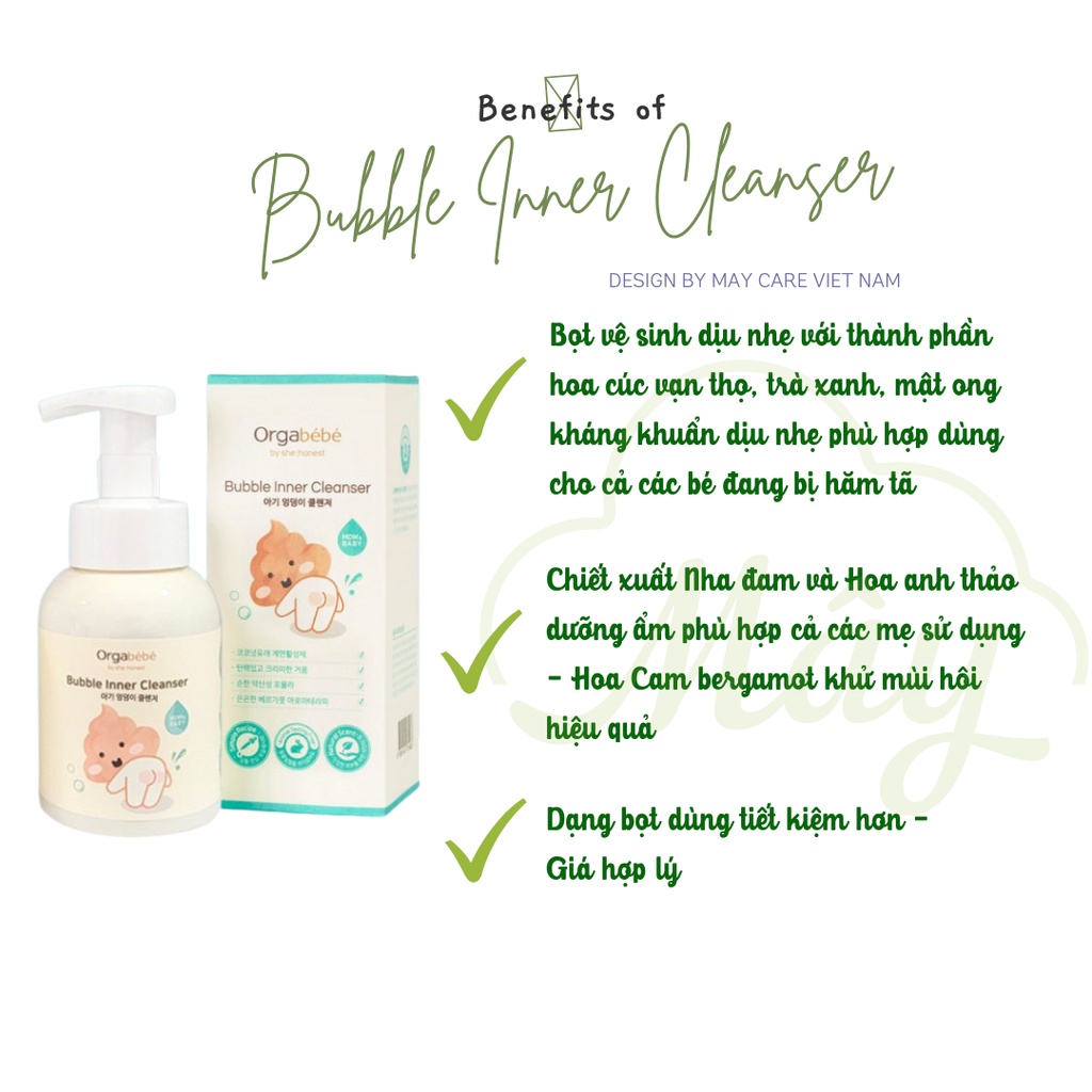 Bọt vệ sinh vùng kín Orgabebe bé trai - bé gái hữu cơ khử mùi cho bé từ sơ sinh