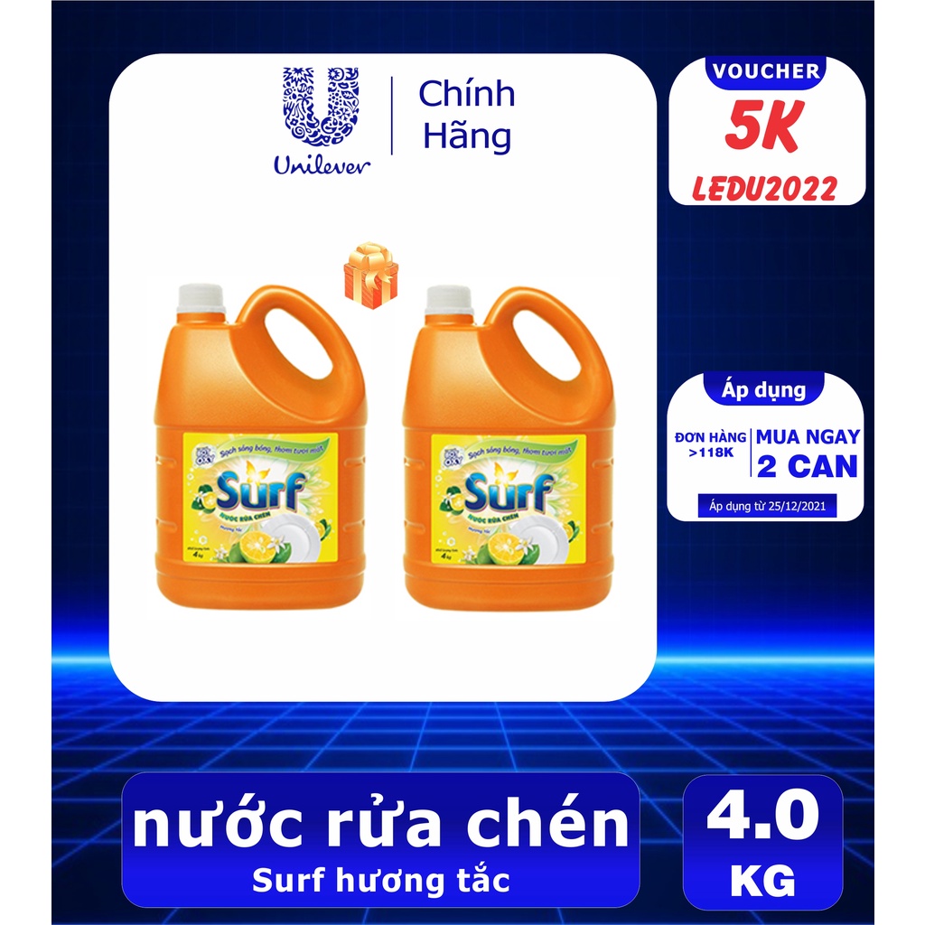 [Hoả Tốc] SURF Nước Rửa Chén hương Tắc 4kg/3.8kg/3.6lt