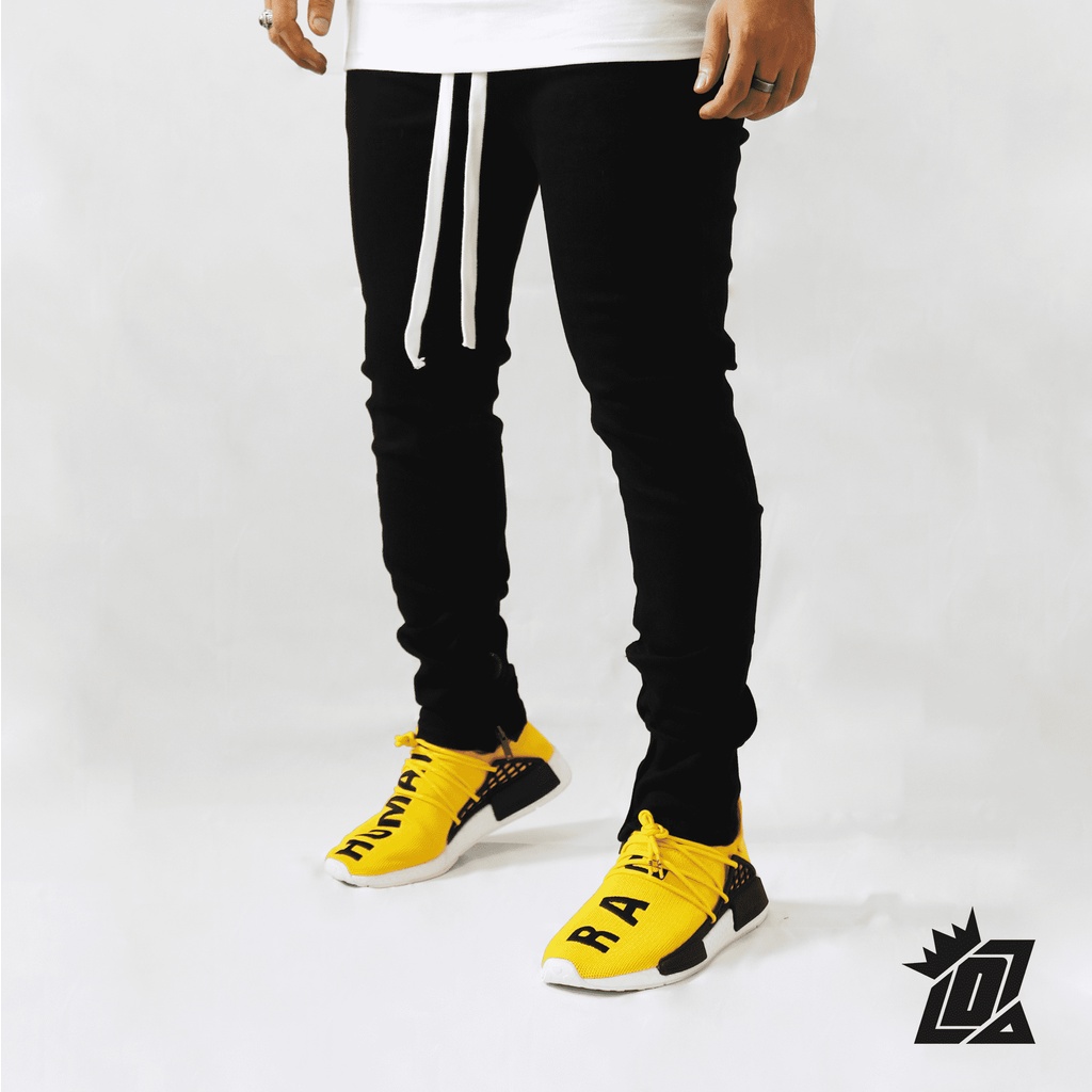 Quần jean nam Streetwear DATINO màu đen trơn form Skinny co giãn ống khóa Zipper, bền màu