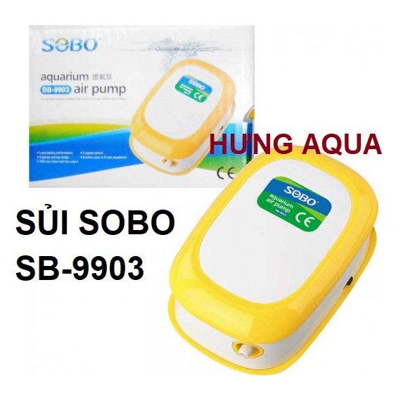 Máy sủi oxy bể cá SOBO SB-9903 1 vòi, SB-9905 2 vòi chọn combo kèm dây sủi, quả sủi và van chỉnh (chính hãng)