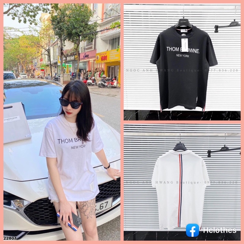 Áo Phông THOM BROWNE Unisex Sọc Dọc Lưng Áo Bao Đẹp