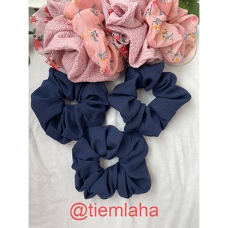 Cột Tóc Scrunchies vải linen mềm mại