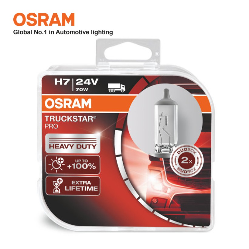 Combo 2 Bóng Đèn Halogen Tăng Sáng 100% OSRAM Truckstar Pro H7 24V 70W - Nhập Khẩu Chính Hãng