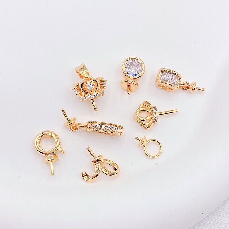 Mặt Dây Chuyền/ Vòng Tay/ Vòng Cổ Bằng Đồng 18K diy Đính Ngọc Trai Giả Duyên Dáng