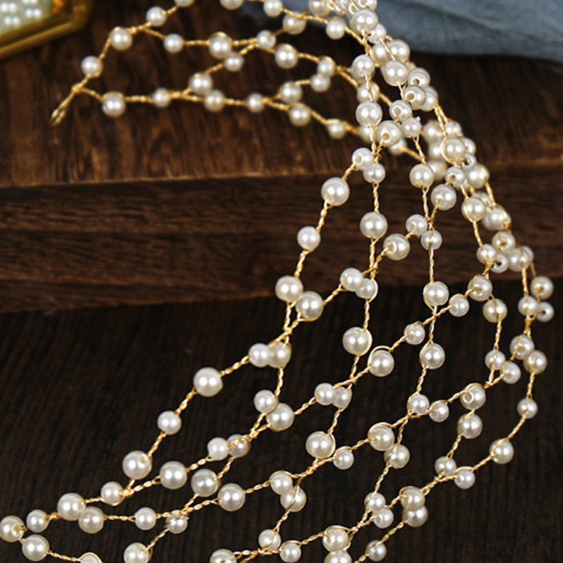 Flgo Băng Đô Cài Tóc Đính Pha Lê Và Ngọc Trai Phong Cách Đường Phố Dành Cho Cô Dâu