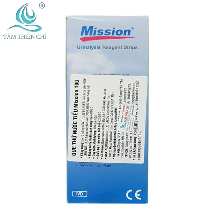 Que thử nước tiểu ACON Mission 10 thông số hộp 100 test