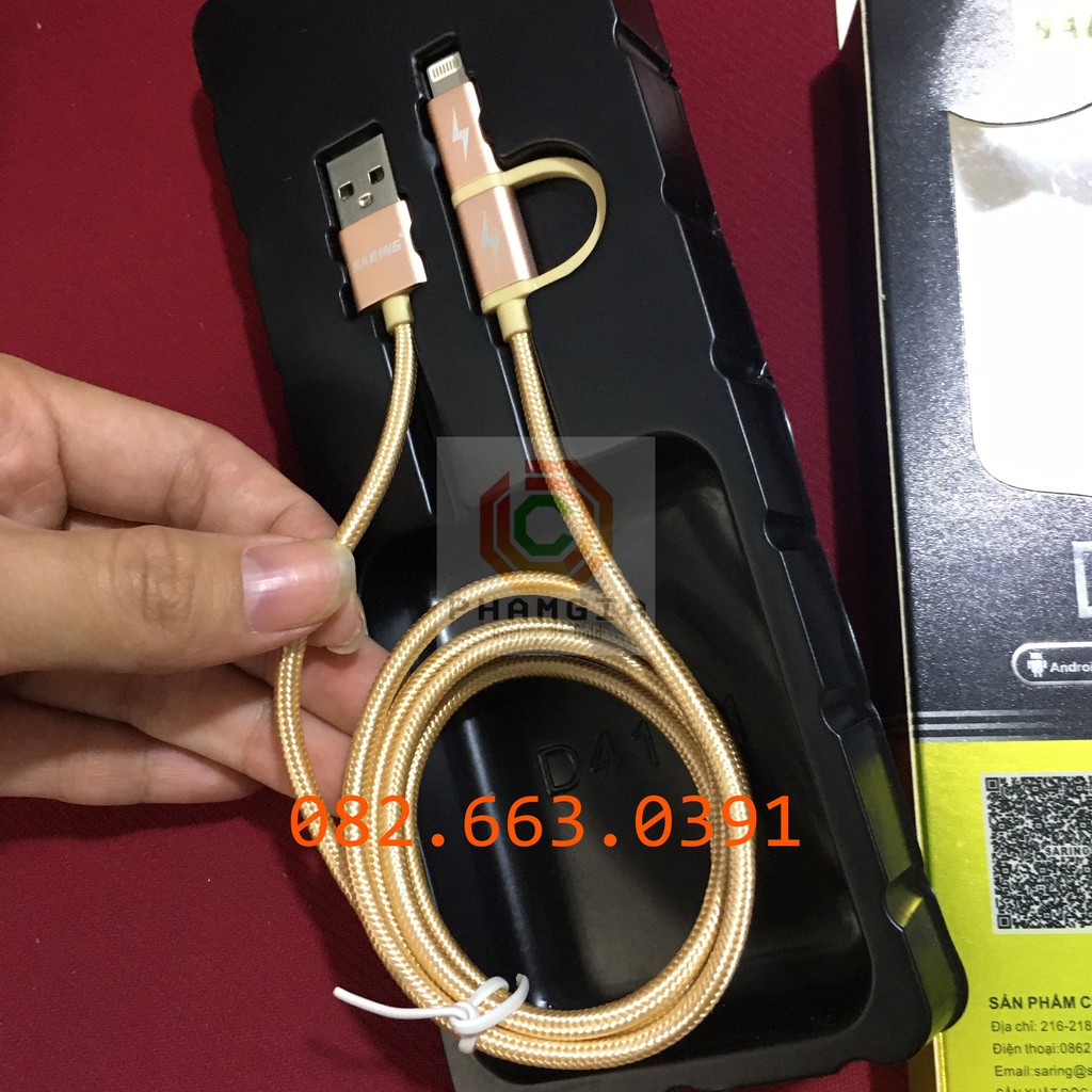 Cáp sạt nhanh 2 đầu dành cho máy IOS và Android