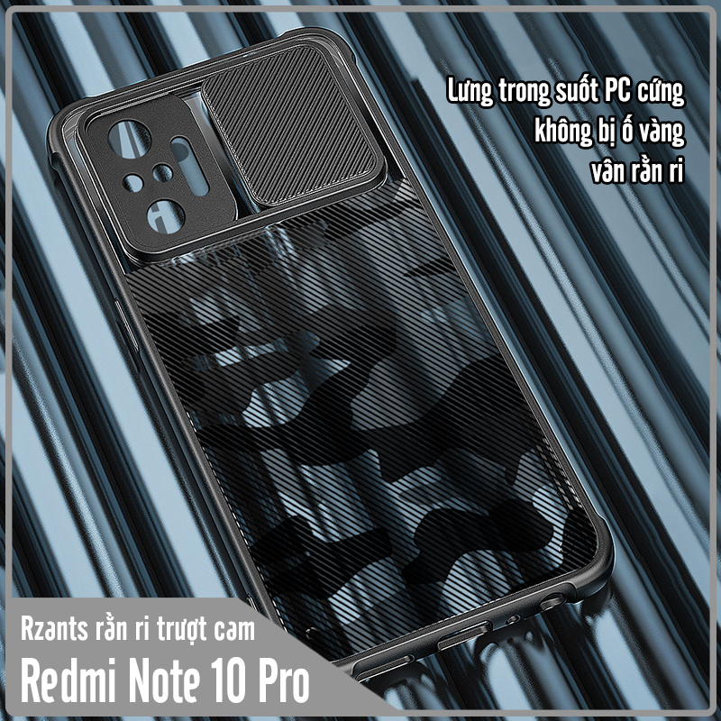 Ốp lưng cho Xiaomi Redmi Note 10 Pro Rzants rằn ri trượt camera V2