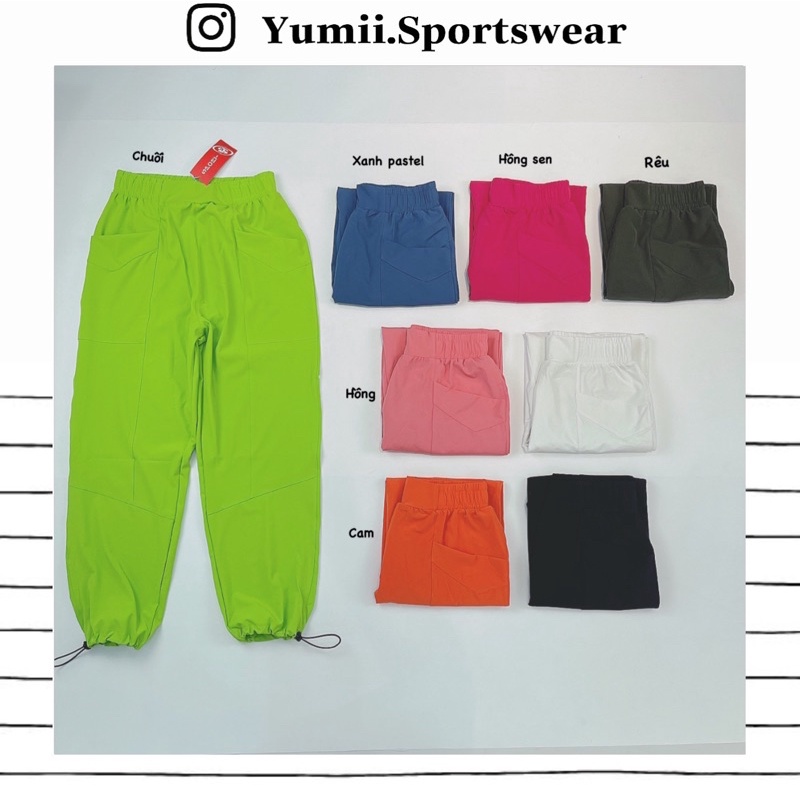 Quần Dài Thể Thao Tập Gym Yoga Nữ - Quần Dài Jogger Thể Thao Rút Dây Ống Siêu Cool Ngầu, Chất Xi Dù Mềm Mịn, Co Giãn Nhẹ