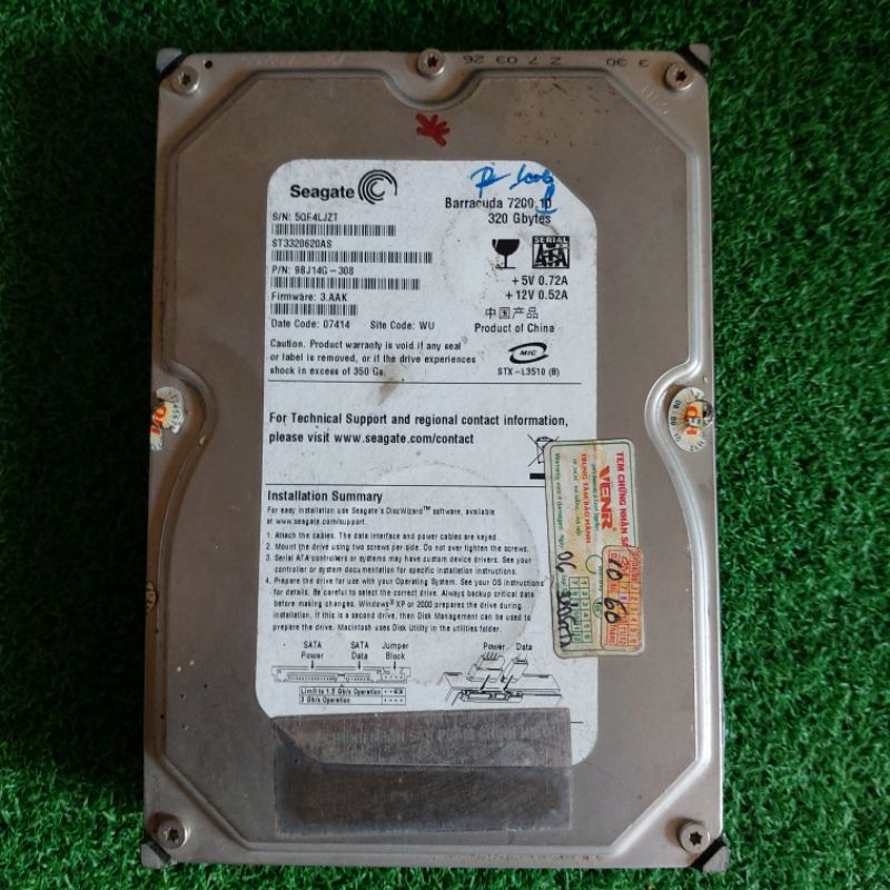 Ổ cứng hdd 320gb 3.5&quot; hàng tháo máy ok nhiều hãng chính hiệu