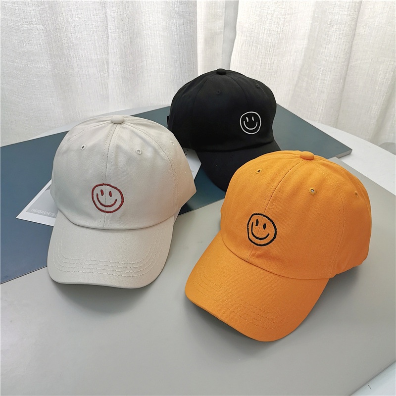 Mũ lưỡi trai bóng chày 19148 chống nắng thêu hình mặt cười dễ thương thoáng khí thời trang bốn mùa cho nam và nữ