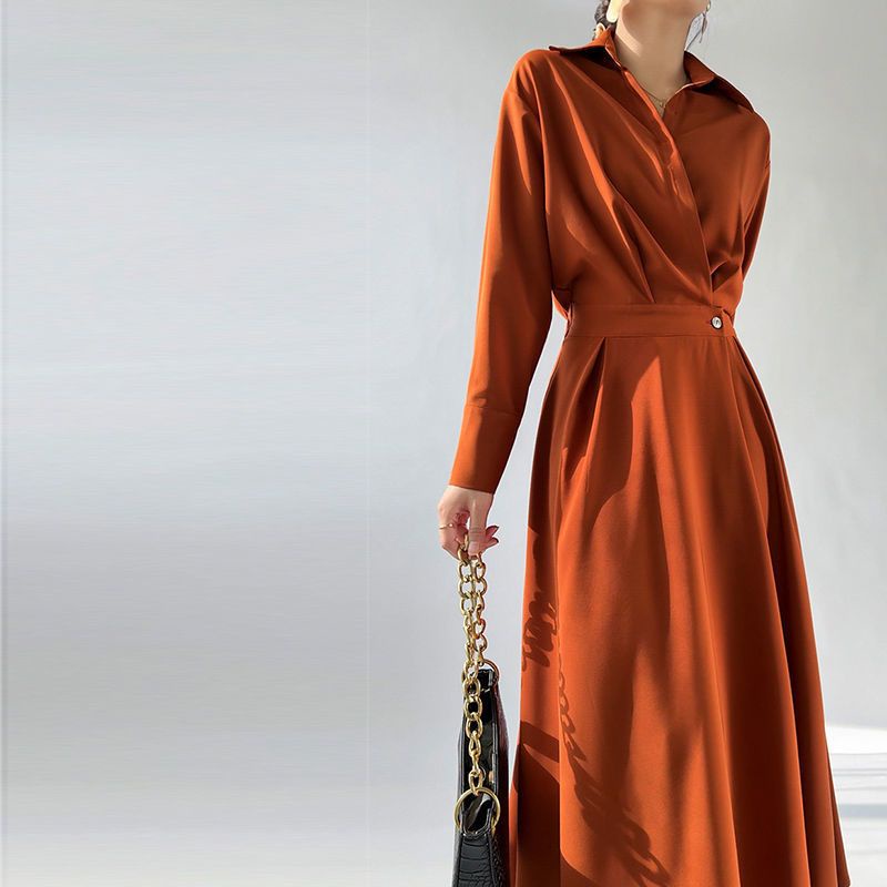 Đầm Satin Dài Tay Thời Trang Pháp 2022 Chất Lượng