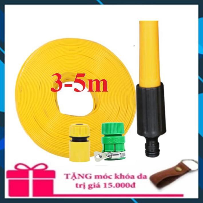 Bộ dây vòi bơm nước rửa xe, tưới cây❤️ ✔, tăng áp 3 lần, loại 3m, 5m 206622-5 cút sập,nối nhựa vàng+ 🎁 móc khoá [SKM]