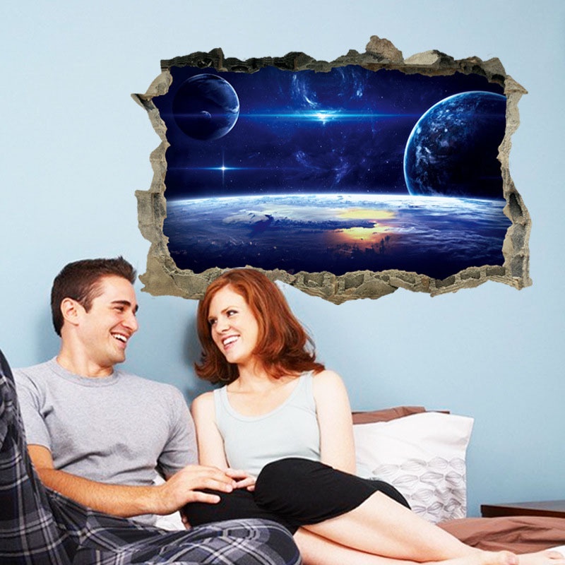 Miếng Dán Tường Hình Vũ Trụ 3d Trang Trí Phòng Bé