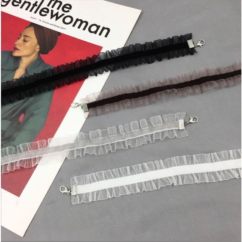 Vòng cổ dây chuyền choker vải ren co giãn phong cách cá tính dành cho nữ