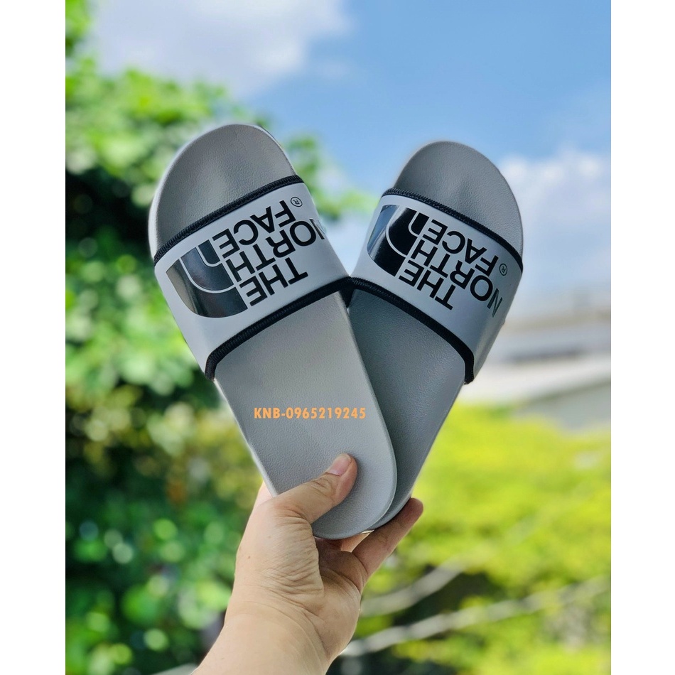Dép The North Face Kiểu Dáng Quai Ngang nam nữ in chữ nổi❤️ FREESHIP + HỘP ❤️ dép thể thao để ip siêu bền xám