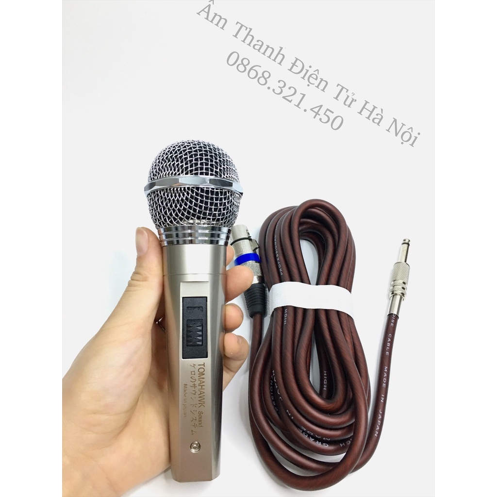 Mic Có Dây TOMAHAWK Khung INOX Cứng Cáp, Hút Giọng, Hát Nhẹ, Hỗ Trợ Chống Hú Tốt, Dây Chống Xoắn.