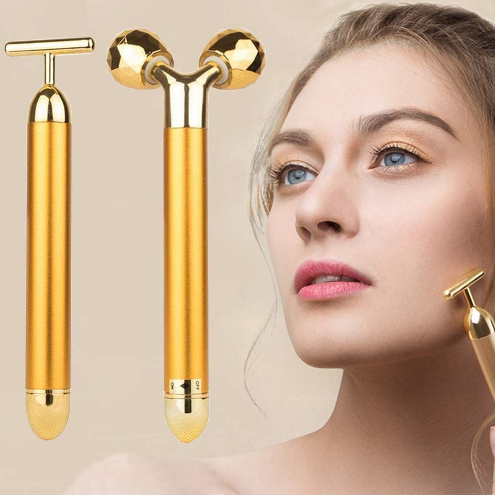 Bộ 2 Máy Mát Xa Mặt Hình Con Lăn Chữ V Và Chữ T 3d Bằng Điện Siêu Âm Giúp Da Mặt Săn Chắc