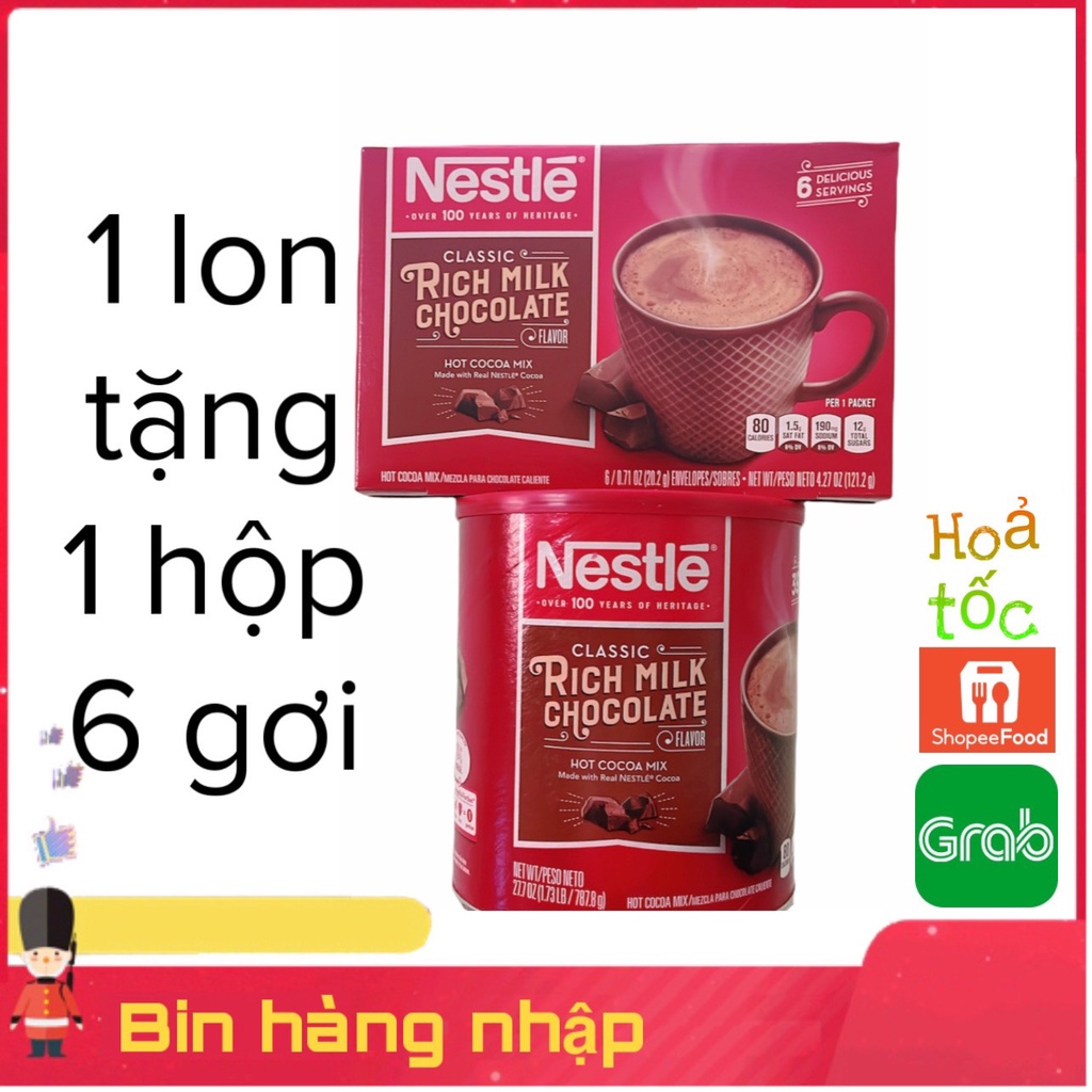 1 lon tặng 1 hộp Cacao Nóng Nestle Rich Milk Chocolate Flavor