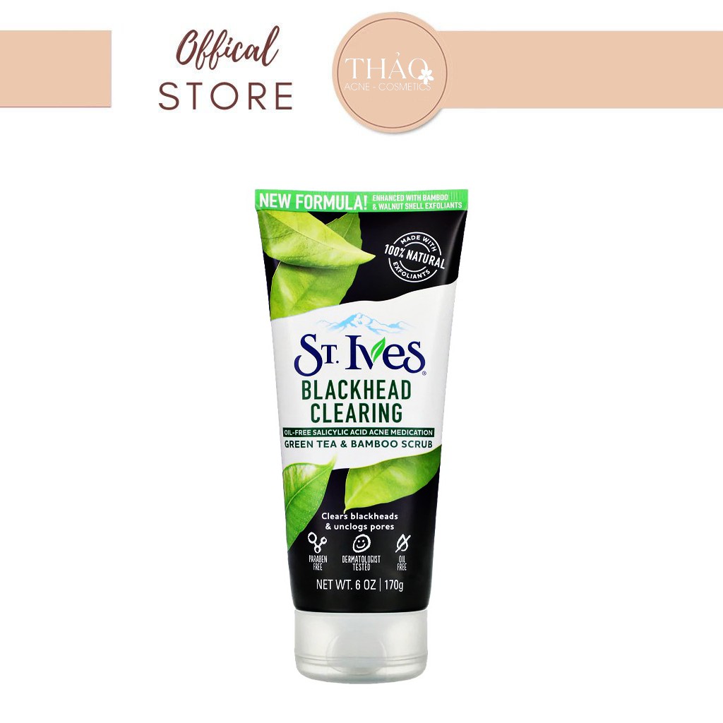 Tẩy Da Chết Trà Xanh St.Ives Blackhead Clearing Green Tea Scrub