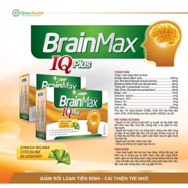 Brain Max IqPlus – Thuốc bổ não, tăng cường tuần hoàn não 30 Viên