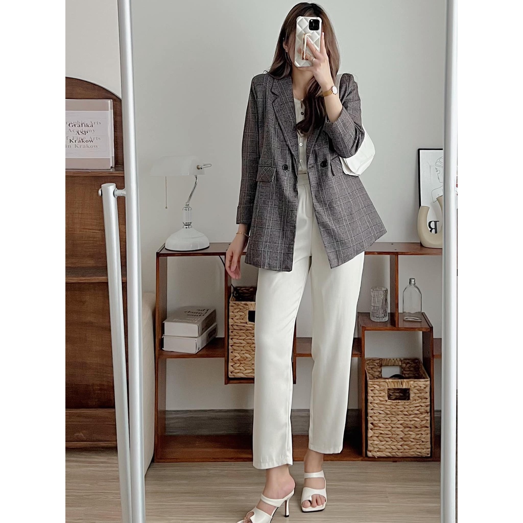 Quần tây baggy đi học cạp cạo lưng chun ống đứng freesize