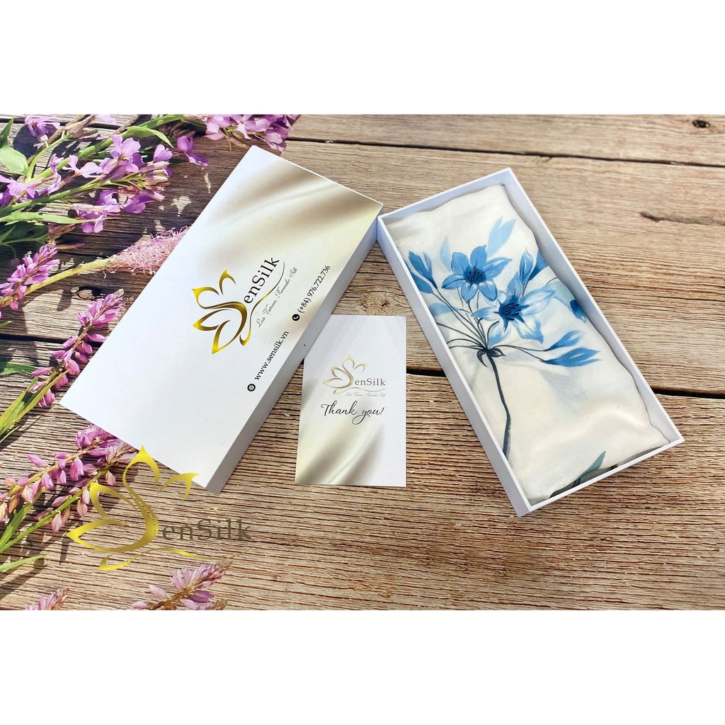Khăn Lụa Vẽ Hoa Thủy Tiên - SenSilk Painting Silk Scarf