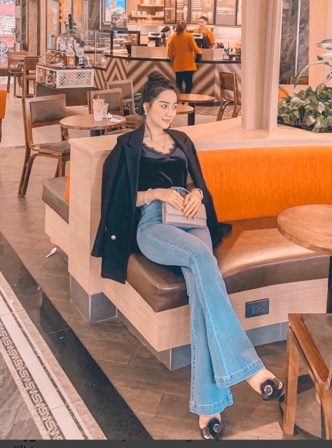 Quần Jean Ống Loe Lưng Cao - Quần Loe Dáng Dài Line Bản To VNXK [ ẢNH THẬT 100%]