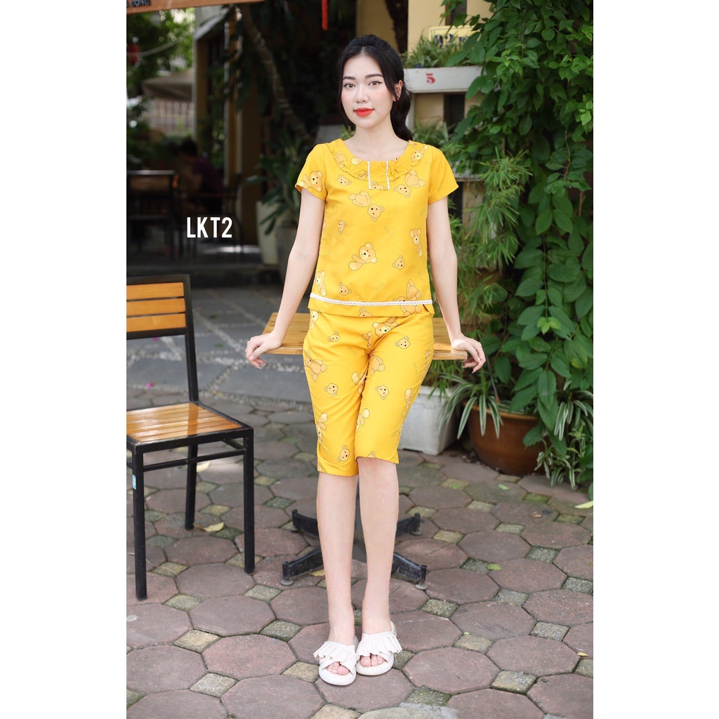 Sale] Đồ bộ mặc nhà,đồ ngủ,quần áo nữ, bộ mặc nhà nữ,bộ lửng họa tiết gấu dễ thương,xinh xắn | BigBuy360 - bigbuy360.vn
