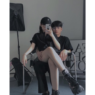 Áo sơ mi đen cổ trụ