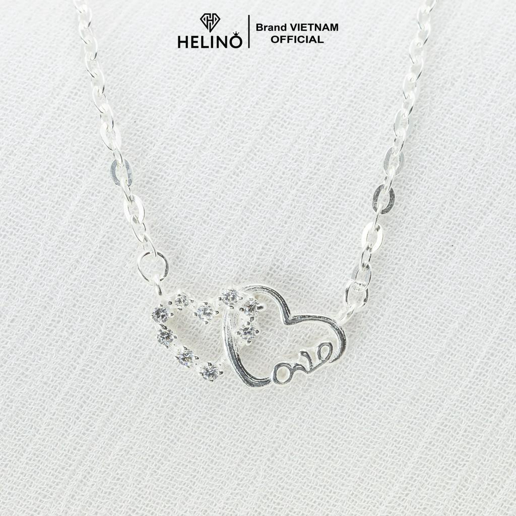 Dây chuyền bạc nữ HELINO trái tim love lồng nhau đính đá C41
