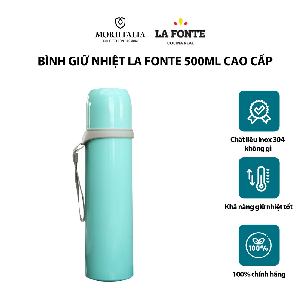 [Mã BMBAU50 giảm 7% đơn 99K] Bình giữ nhiệt La Fonte 500ml cao cấp giữ nhiệt lâu chính hãng Moriitalia 180701